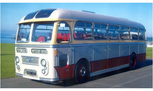 A beautifully restored vintage coach for hire from Cotton’s Coaches in Saltash, South East Cornwall
